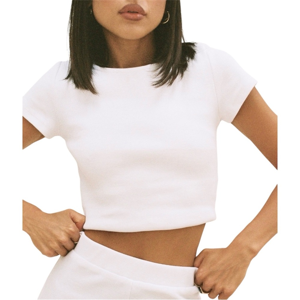 Princess Polly White Crop T-Shirt